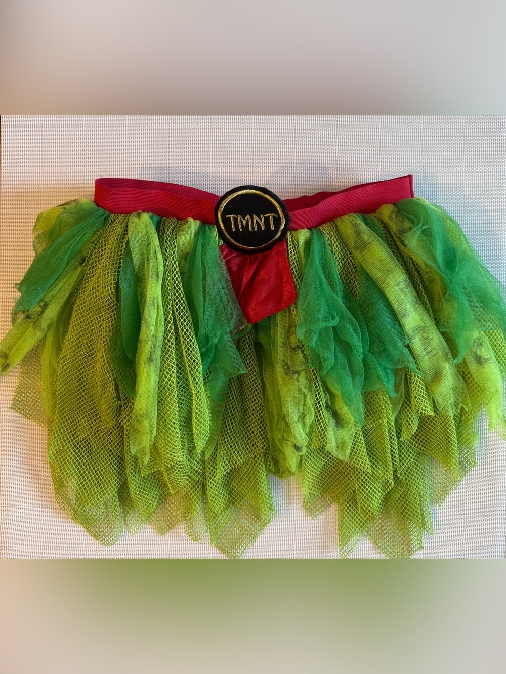 Nickelodeon Green Tulle Skater Skirt with Red Waistband and TMNT Badge